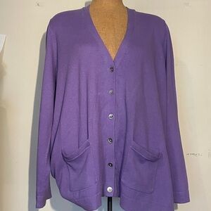 Talbots Purple Women's cardigan v-neck Sweater size 3Xp